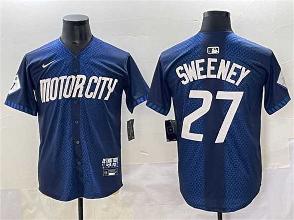 Men%27s Detroit Tigers #27 Trey Sweeney 2024 Navy City Connect Cool Base Limited Stitched Jersey